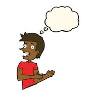 cartoon stressed man with thought bubble N45