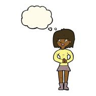 cartoon friendly woman with thought bubble N47