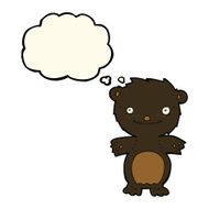 cartoon happy little black bear with thought bubble N11