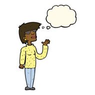 cartoon woman wearing spectacles with thought bubble N27