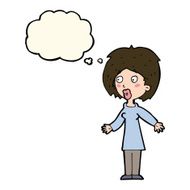 cartoon surprised woman with thought bubble N171