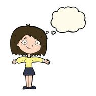 cartoon happy girl with thought bubble N59