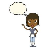 cartoon maid with thought bubble N26