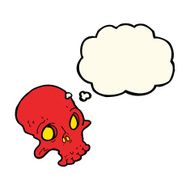 cartoon spooky skull with thought bubble N93