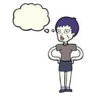 cartoon halloween girl with thought bubble N14