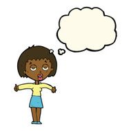 cartoon bored woman with thought bubble N18