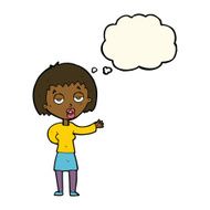 cartoon bored woman with thought bubble N19