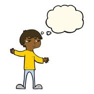 cartoon annoyed boy with thought bubble N27