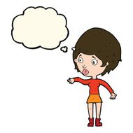 cartoon concerned woman reaching out with thought bubble N8