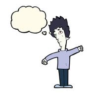 cartoon vampire man with thought bubble N71