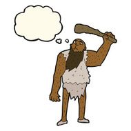 cartoon neanderthal with thought bubble N4