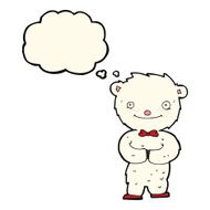 cartoon little polar bear with thought bubble N8