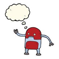 funny cartoon robot with thought bubble N27