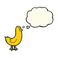 cartoon bird with thought bubble N172