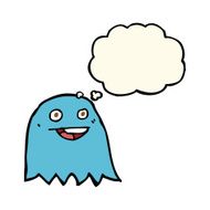 cartoon ghost with thought bubble N13