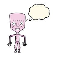 funny cartoon robot with thought bubble N28