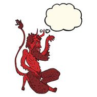 cartoon traditional devil with thought bubble N6