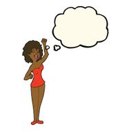 cartoon dancing woman with thought bubble N37