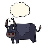 cartoon bull with thought bubble N14
