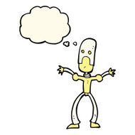 cartoon funny robot with thought bubble N52