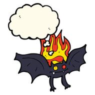 cartoon vampire bat with thought bubble N6