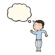 cartoon man in loud clothes with thought bubble N7