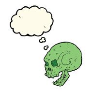 cartoon spooky skull with thought bubble N94