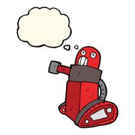 cartoon tank robot with thought bubble N7