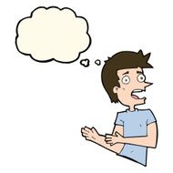cartoon stressed man with thought bubble N46