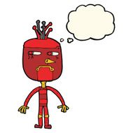 funny cartoon robot with thought bubble N29