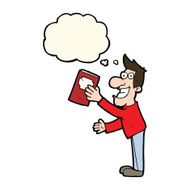 cartoon man with book thought bubble N8