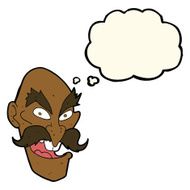 cartoon evil old man face with thought bubble N7