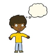 cartoon happy man with thought bubble N315