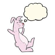 cartoon pink bunny with thought bubble N4