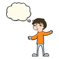 cartoon annoyed boy with thought bubble N28