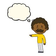 cartoon man with mustache pointing thought bubble N21
