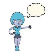 cartoon vampire girl giving thumbs up sign with thought bubble N13