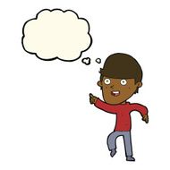 cartoon happy man with thought bubble N317