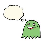 cartoon ghost with thought bubble N14