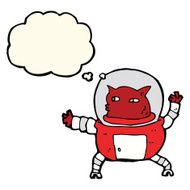 cartoon alien with thought bubble N8