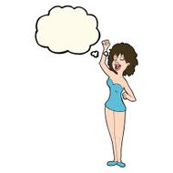 cartoon dancing woman with thought bubble N38