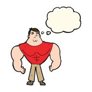 cartoon body builder with thought bubble N8