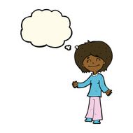 cartoon happy woman with thought bubble N177