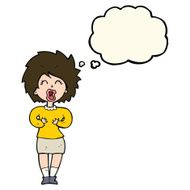 cartoon screaming woman with thought bubble N8