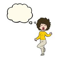 cartoon woman dancing with thought bubble N19