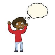 cartoon happy man with thought bubble N318