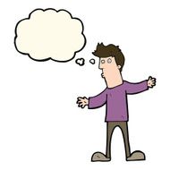 cartoon curious man with thought bubble N44