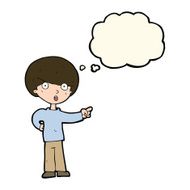 cartoon pointing boy with thought bubble N19