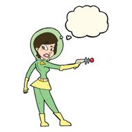 cartoon sci fi girl with thought bubble N6