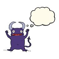 cartoon little devil with thought bubble N12